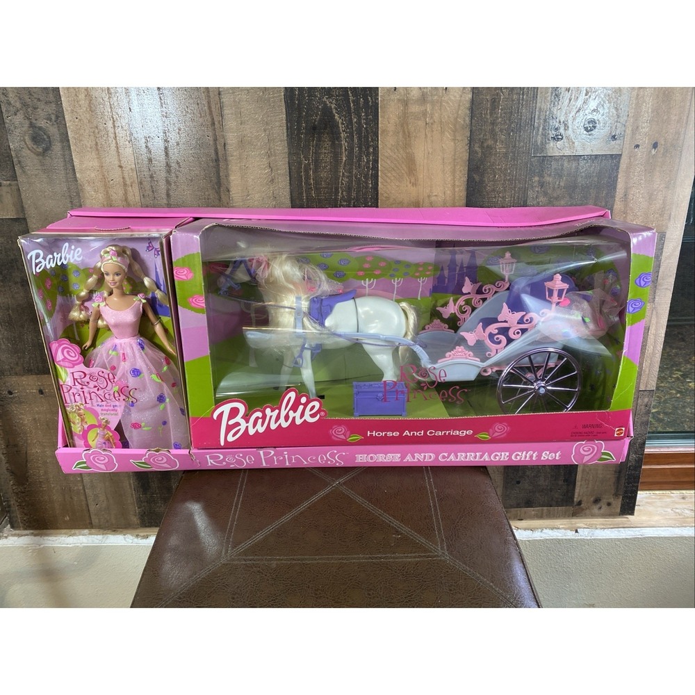 BARBIE ROSE PRINCESS White HORSE & CARRIAGE Set #53955 2000 NRFB‎ Mattel Vintage